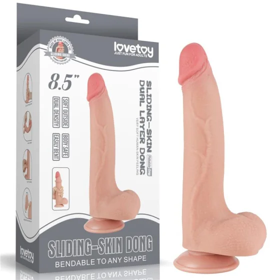 Dildo Dual Density Piel Deslizante Retractil 85