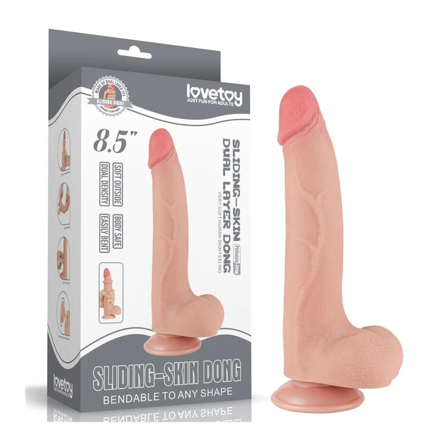Dildo Dual Density Piel Deslizante Retractil 85