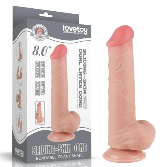 Dildo Dual Layer Piel Deslizante Retractil 8