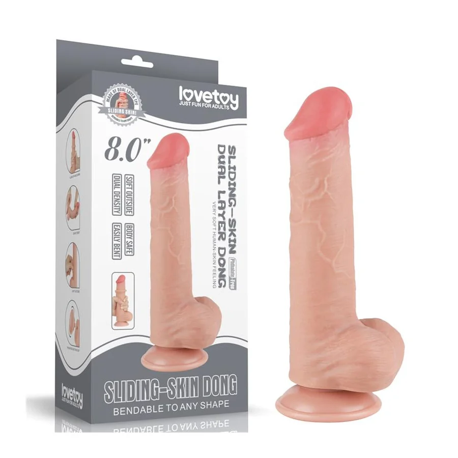 Dildo Dual Layer Piel Deslizante Retractil 8
