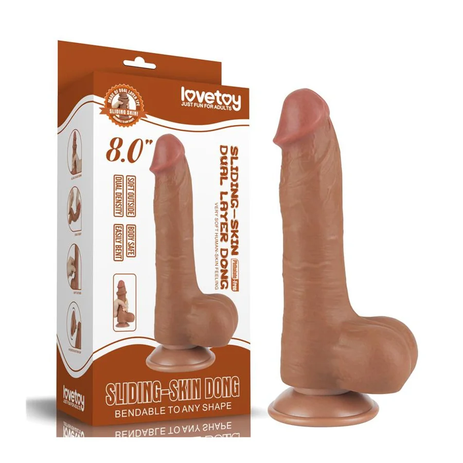 Dildo con Piel Retractil 8 Bronceado