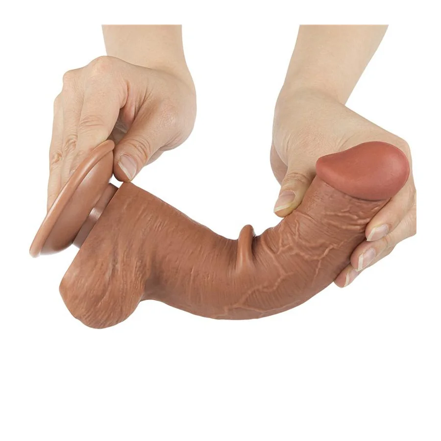 Dildo con Piel Retractil Skin 8 Bronceado