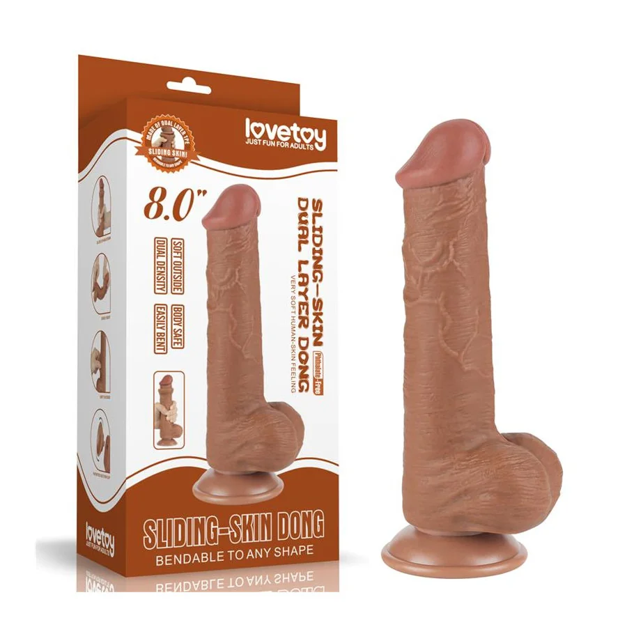 Dildo con Piel Retractil Skin 8 Bronceado