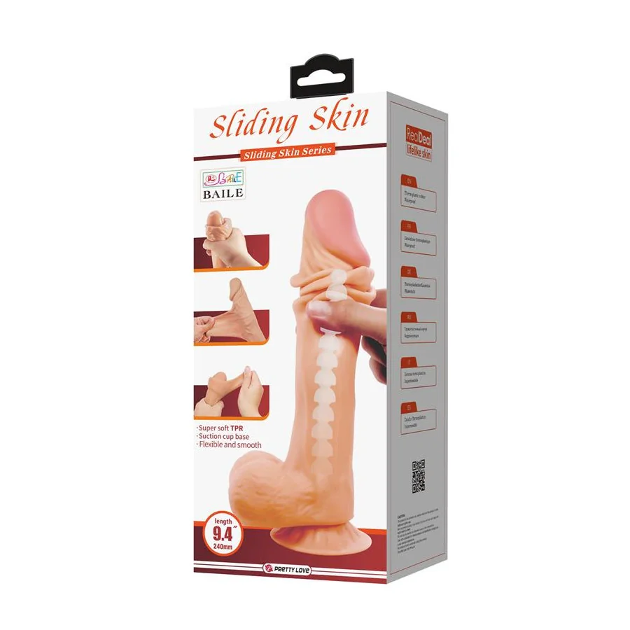 Dildo Realista Piel Deslizante Retractil 24 cm