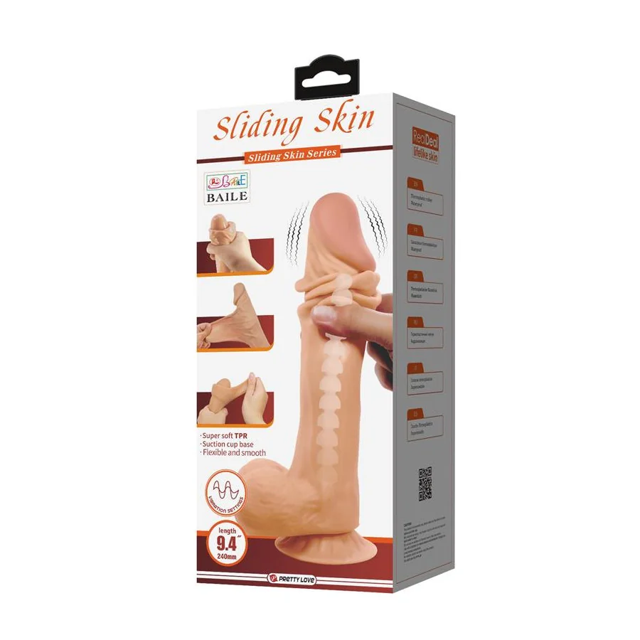 Dildo Realista Doble Densidad Piel Deslizante Retractil 24 cm