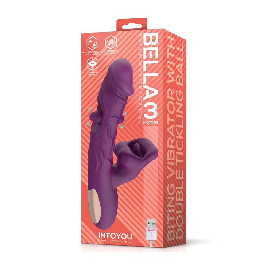 Bella Vibrador Doble Bola Cosquilleante y Mordisqueo 3 Motores