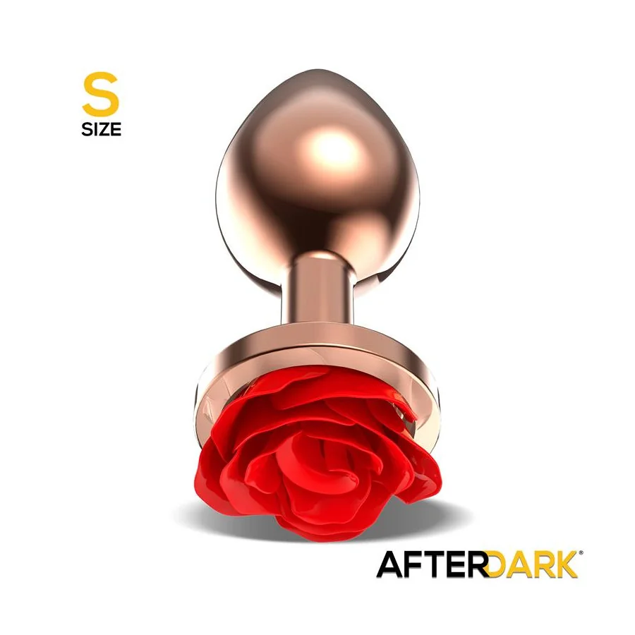 Rose Plug Anal Oro Rosa Rosa Roja en la Base Talla S