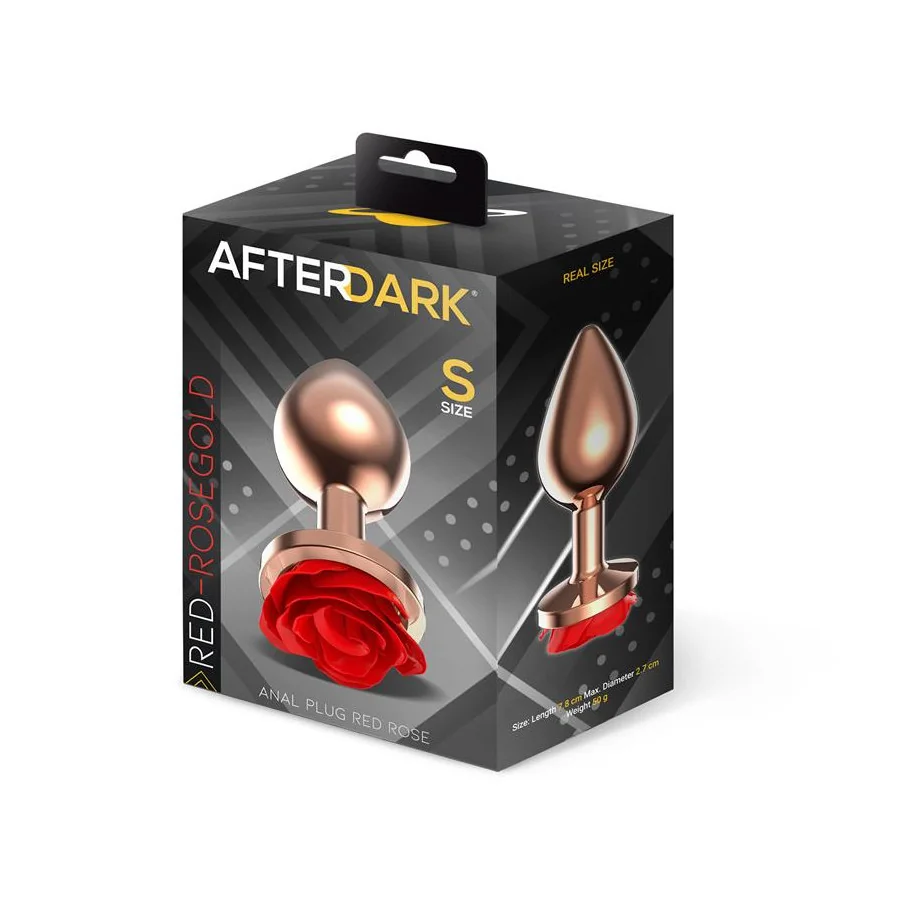 Rose Plug Anal Oro Rosa Rosa Roja en la Base Talla S