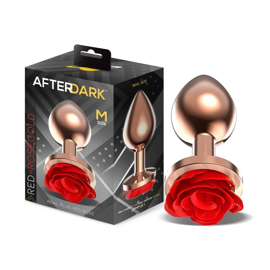 Rose Plug Anal Oro Rosa con Rosa Roja en la Base Talla M Rose Plug Anal Oro Rosa con Rosa Roja en la Base Talla M