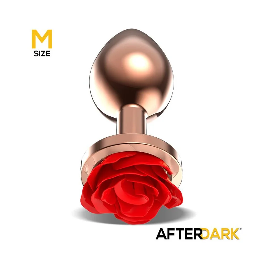 Rose Plug Anal Oro Rosa con Rosa Roja en la Base Talla M
