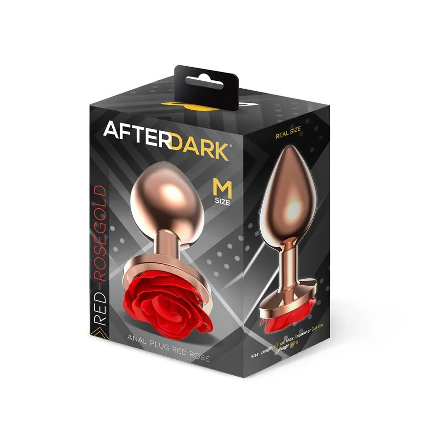 Rose Plug Anal Oro Rosa con Rosa Roja en la Base Talla M