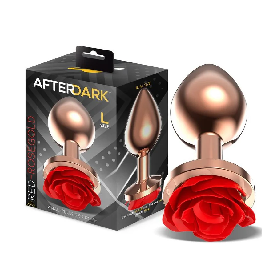 Rose Plug Anal Oro Rosa Base de Rosa Roja Talla L Rose Plug Anal Oro Rosa Base de Rosa Roja Talla L