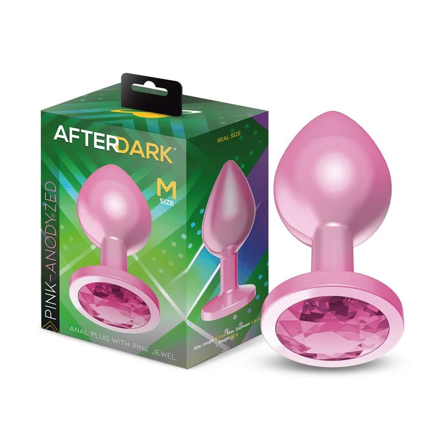Plug Anal Anodizado Rosa con Joya Talla M Plug Anal Anodizado Rosa con Joya Talla M