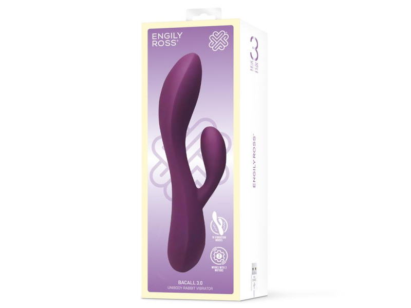 Bacall 30 Vibrador Silicona Liquida Inyectada Doble Motor USB Purpura