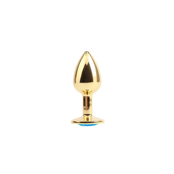 Plug Anal Dorado con Gema Azul