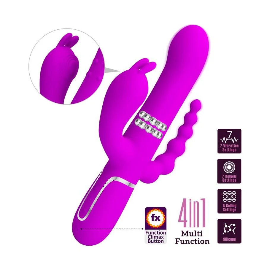 Cammy 4 in 1 Vibrador con Bolas Rotadoras y Cadena Anal Cammy 4 in 1 Vibrador con Bolas Rotadoras y Cadena Anal