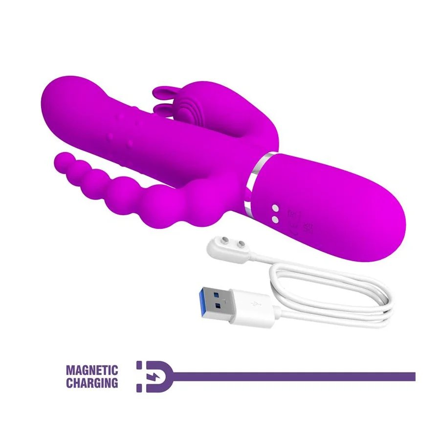 Cammy 4 in 1 Vibrador con Bolas Rotadoras y Cadena Anal
