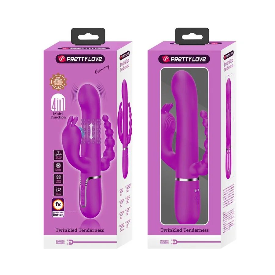 Cammy 4 in 1 Vibrador con Bolas Rotadoras y Cadena Anal