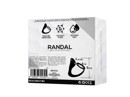 Randal Plug Anal con Anillo para el Pene Silicona Negro