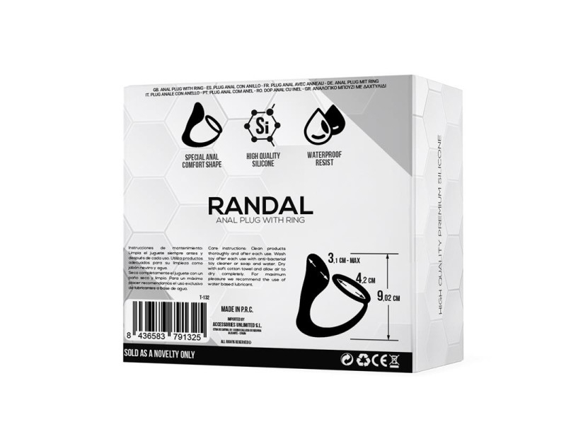 Randal Plug Anal con Anillo para el Pene Silicona Negro