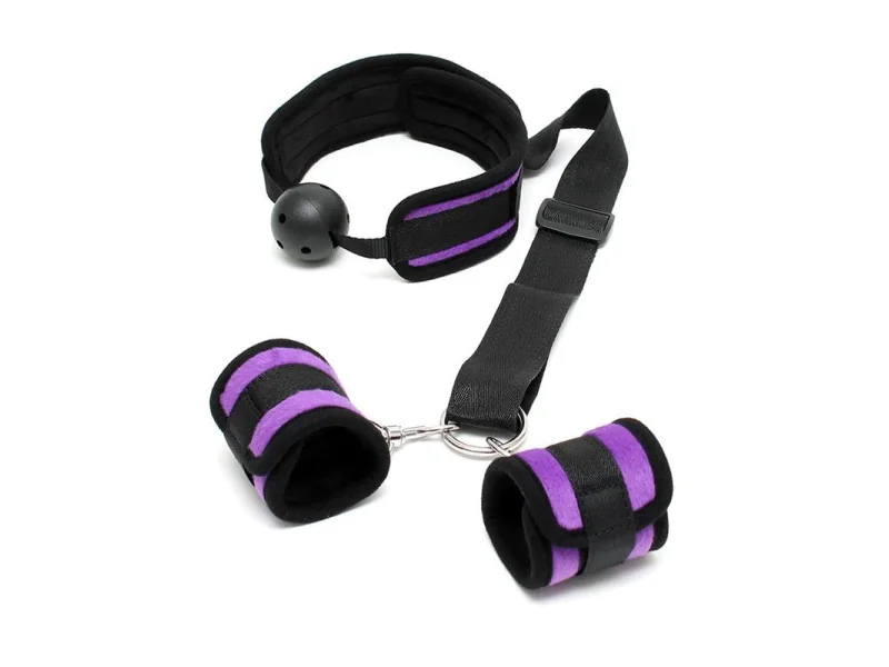 Set Mordaza y Esposas Purpura