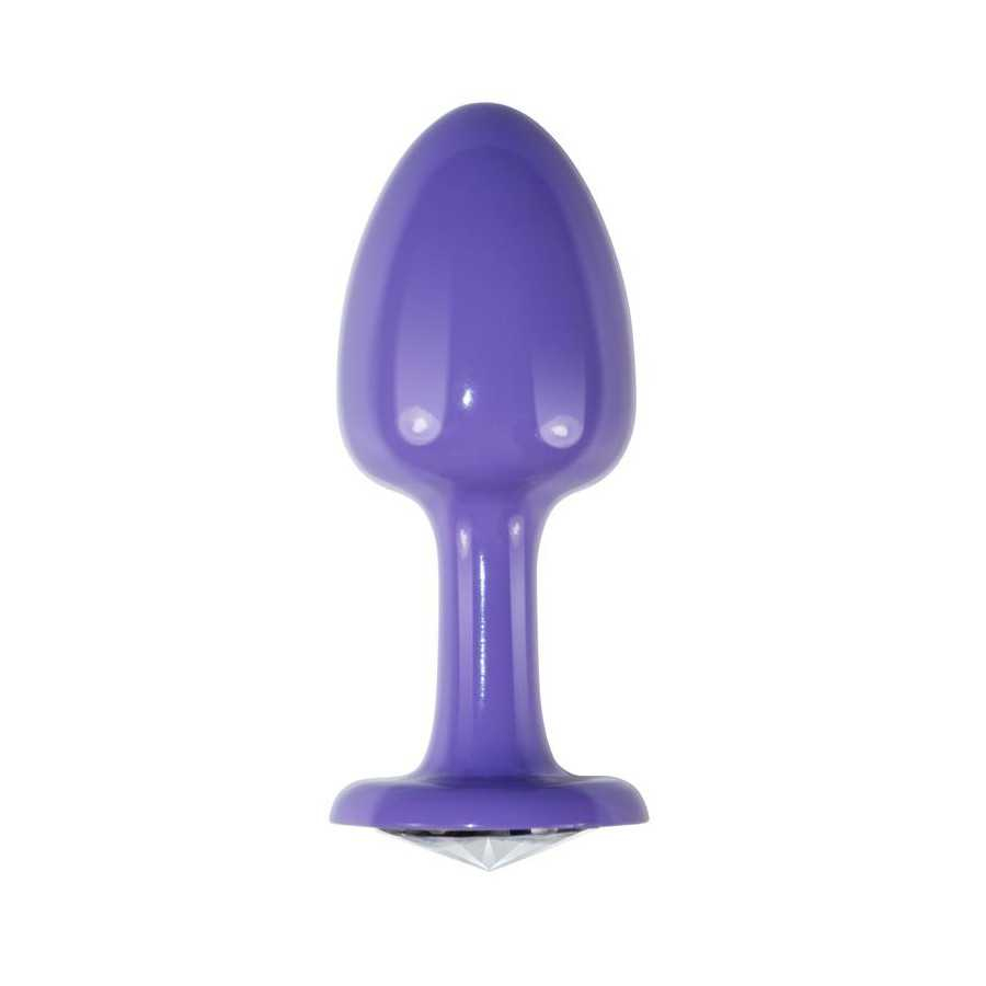 Plug Anal de Metal Purpura Rosebud con Joya Transparene