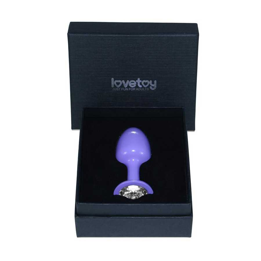 Plug Anal de Metal Purpura Rosebud con Joya Transparene