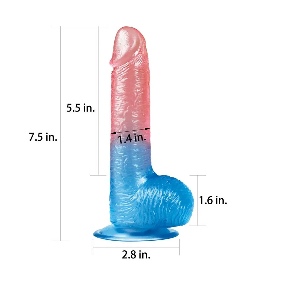 Dildo Dazzle Studs 75 Rosa y Azul