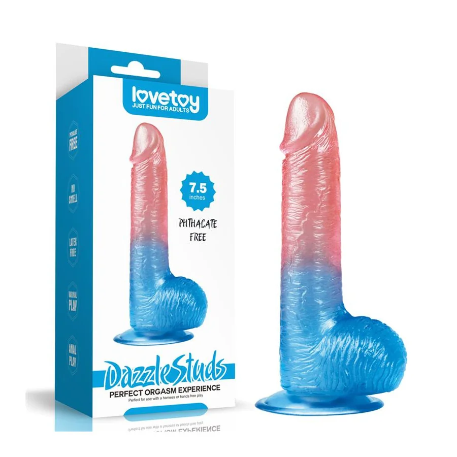 Dildo Dazzle Studs 75 Rosa y Azul