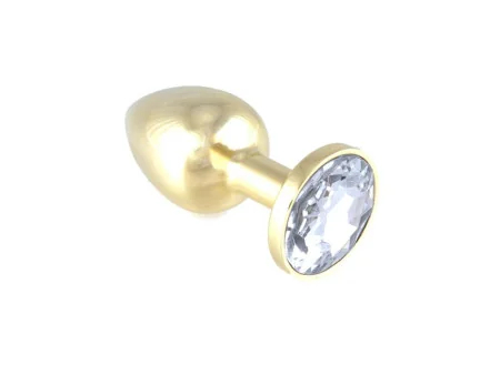 Plug Anal Acero Inoxidable Dorado Transparente