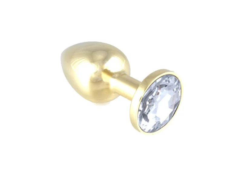 Plug Anal Acero Inoxidable Dorado Transparente