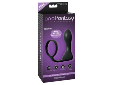 Anillo y Plug Anal con Vibracion Negro