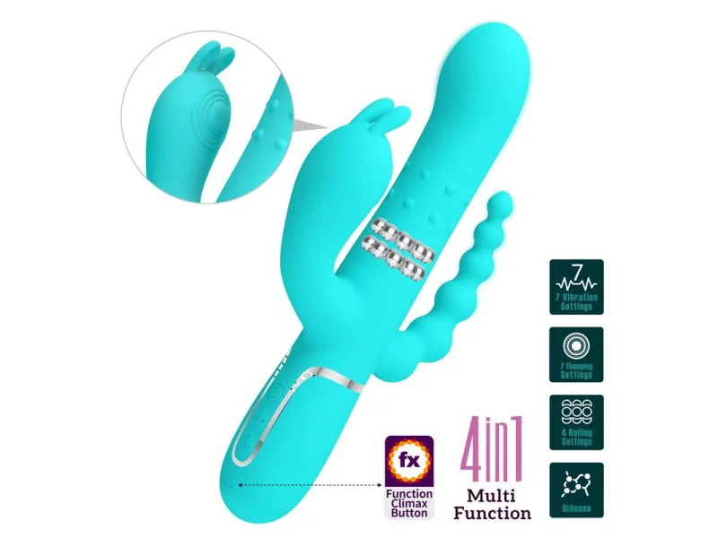 Cammy Vibrador con Bolas Rotadoras y Cadena Anal