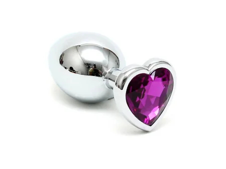 Plug Anal Acero Inox Cristal Corazon Purpura