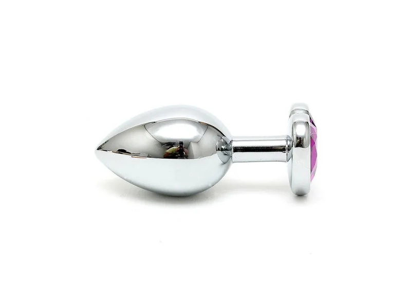 Plug Anal Acero Inox Cristal Corazon Purpura