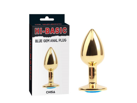 Plug Anal Dorado con Gema Azul