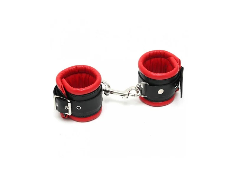 Esposas Cuero Negro y Rojo 7 cm