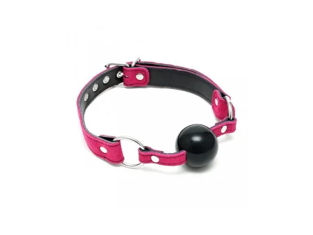 Mordaza Cuero Silicona Rosa Ajustable