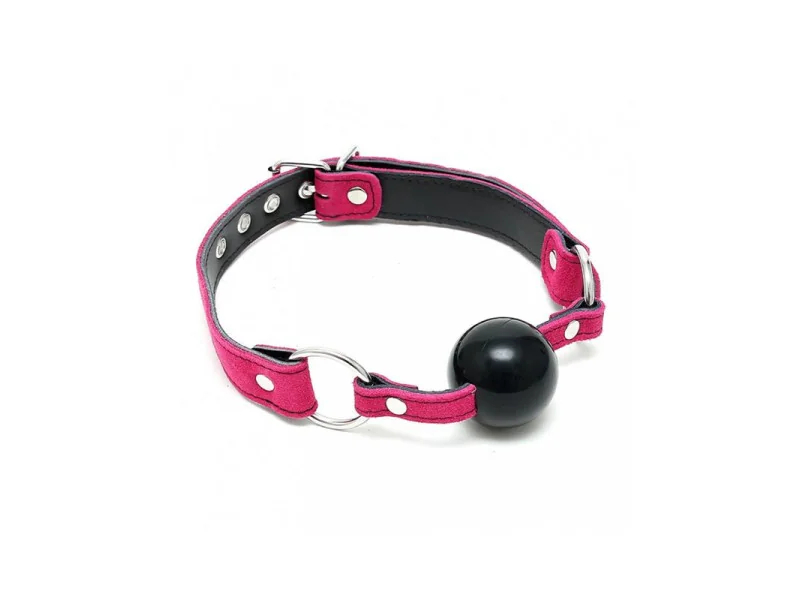Mordaza Cuero Silicona Rosa Ajustable