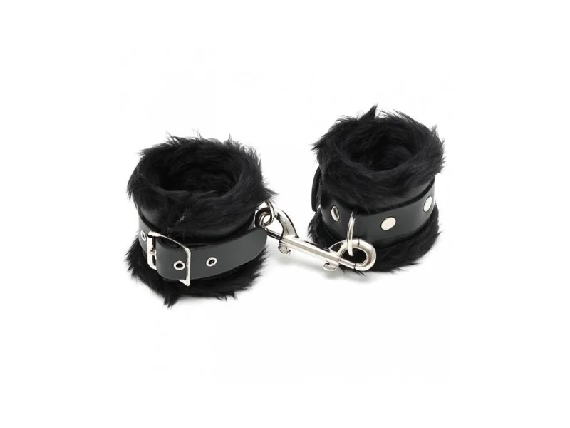 Esposas Cuero con Pelo Negro 7cm