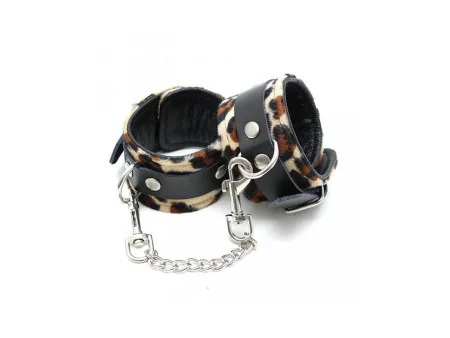 Esposas de Cuero Estampado Leopardo Ajustable Esposas de Cuero Estampado Leopardo Ajustable