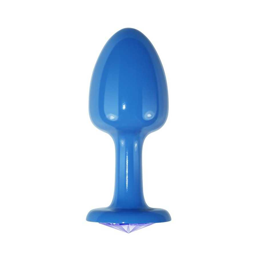 Plug Anal de Metal Azul Rosebud con Joya Azul