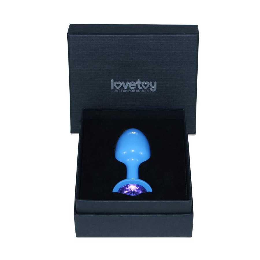 Plug Anal de Metal Azul Rosebud con Joya Azul