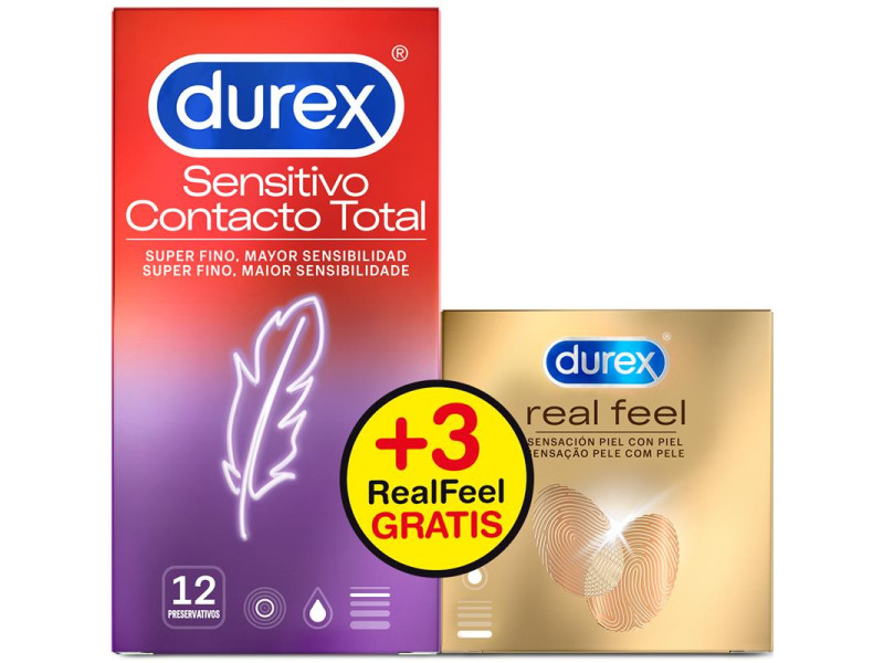 Duplo Preservativos Sensitivo Super Fino 12ud y Real Feel 3ud