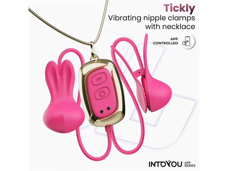 Tickly Pinzas para Pezones con Vibracion Control y Collar con APP