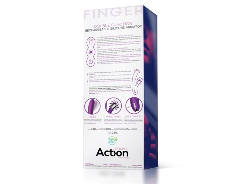 No Two Vibrador Movimiento Finger y Rueda Estimuladora
