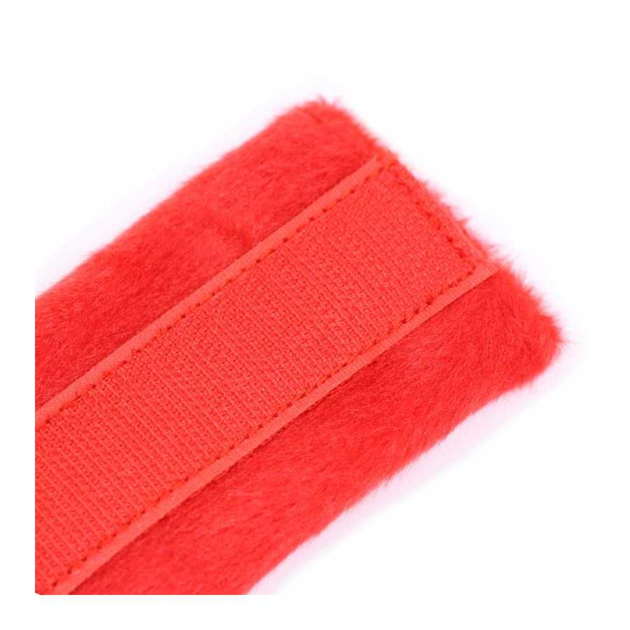 Esposas de Tela con Velcro para Munecas con Pelo Largo Rojo