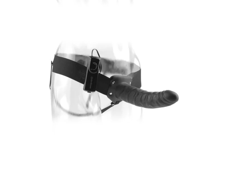 Arnes con Dildo Hueco y Vibracion 8 Negro