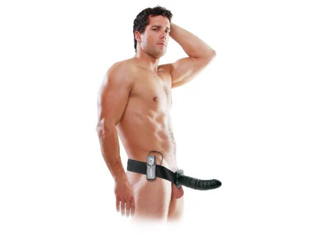 Arnes con Dildo Hueco y Vibracion 8 Negro