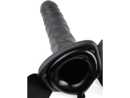 Arnes con Dildo Hueco y Vibracion 8 Negro